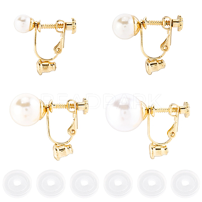 24Pcs 4 Styles 316 Surgical Stainless Steel Clip-on Earring Converters Findings STAS-SC0010-35G-1