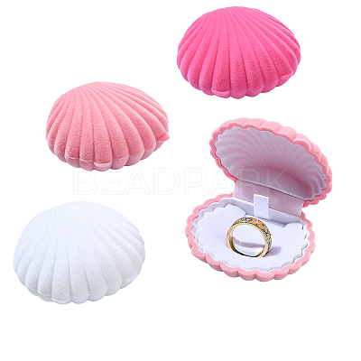 1Pc Shell Shaped Velvet Jewelry Storage Boxes VBOX-YW0001-05A-1