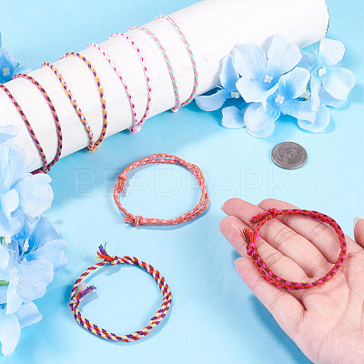 7Pcs 7 Colors Bohemian Cotton Cord Braided Bracelets BJEW-TA0001-29-1
