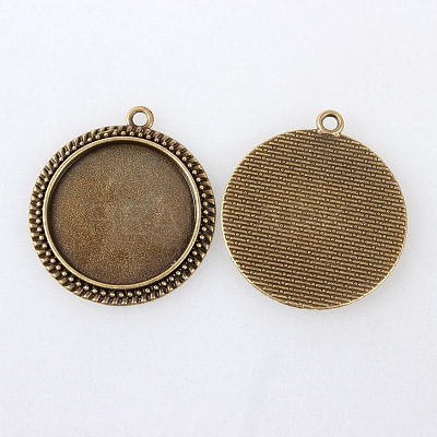 Vintage Tibetan Style Alloy Pendant Cabochon Bezel Settings X-TIBEP-M018-59AB-NF-1