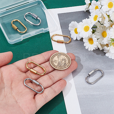 6Pcs 2 Colors 304 Stainless Steel Screw Carabiner Lock Charms STAS-HY0001-77-1