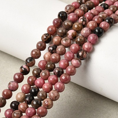 Natural Rhodonite Beads Strands G-G717-4mm-1