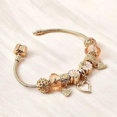 Alloy Enamel European Beads Charm Bracelets BJEW-F495-07G-1