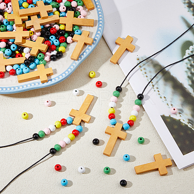 DIY Round & Cross Pendant Necklace Making Kits DIY-DC0004-02C-1