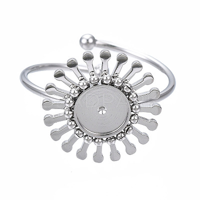 Non-Tarnish 304 Stainless Steel Open Cuff Finger Ring Cabochon Settings LS-STAS-T060-14P-1