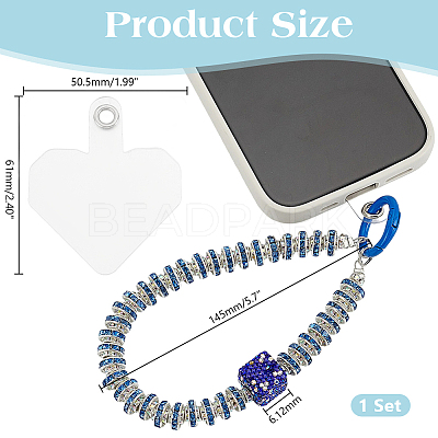 Alloy Glass Rhinestone Mobile Chain AJEW-AR0002-76-1