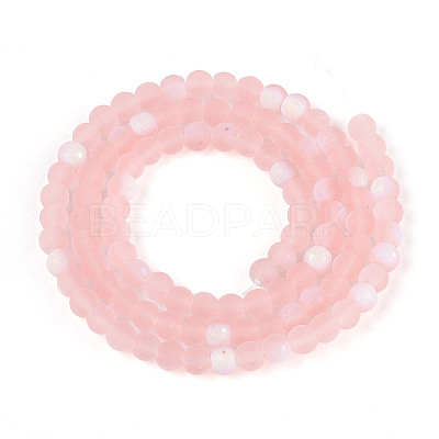 Frosted Transparent Glass Beads Strands GLAA-T032-T4mm-MBB10-1