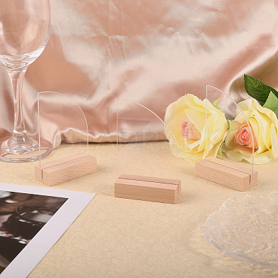 Transparent Acrylic Place Card & Wood Card Holder Set ODIS-WH0038-62-1