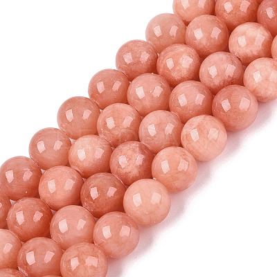 Natural Dyed Yellow Jade Gemstone Bead Strands G-R271-10mm-Y31-1