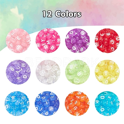 600Pcs 12 Colors Transparent Acrylic Beads TACR-YW0001-34-1