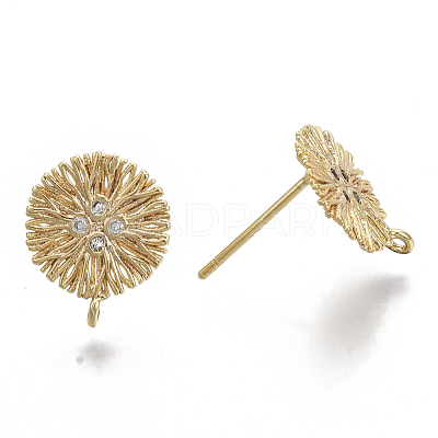 Brass Micro Pave Cubic Zirconia Stud Earring Findings KK-T056-05G-NF-1