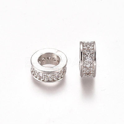 Brass Micro Pave Clear Cubic Zirconia European Beads X-ZIRC-I038-23P-1