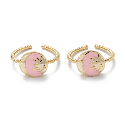 Brass Enamel Cuff Rings RJEW-D112-01G-1