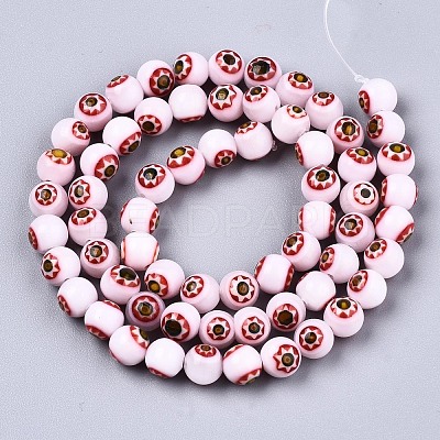Round Millefiori Glass Beads Strands LK-P001-39-1
