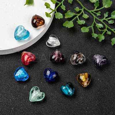 Handmade Silver Foil Glass Beads SLH12MMY-1-1