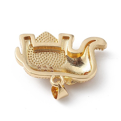 Rack Plating Brass Micro Pave Cubic Zirconia Pendants KK-E003-22G-1