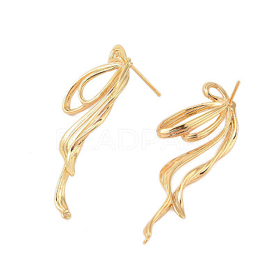 Brass Stud Earrings Findings EJEW-B063-01G-1