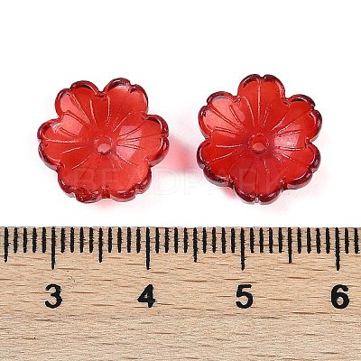 Transparent Spray Paint Glass Bead Caps GLAA-H035-04B-1