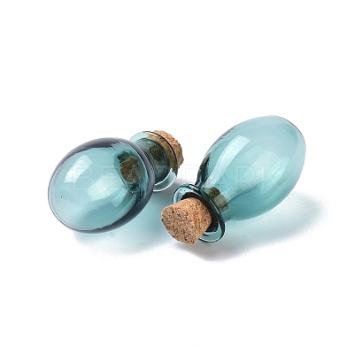Oval Glass Cork Bottles Ornament AJEW-O032-03G-1