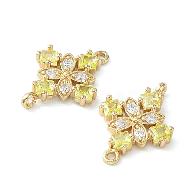 Brass Pave Cubic Zirconia Connector Charms KK-G462-45KCG-06-1