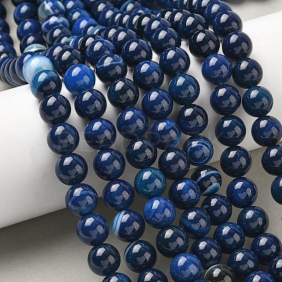 Natural Banded Agate Beads Strands G-I392-A01-10mm-1