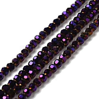 Faceted(32 Facets) Electroplate Glass Bead Strands X-EGLA-R042-4mm-02-1