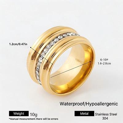 304 Stainless Steel Rhinestone Wide Band Finger Rings XC5005-20-1