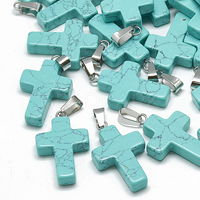Dyed Synthetic Turquoise Pendants G-T080-15-1