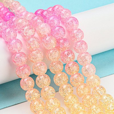 Spray Painted Crackle Glass Beads Strands DGLA-C002-8mm-01-1