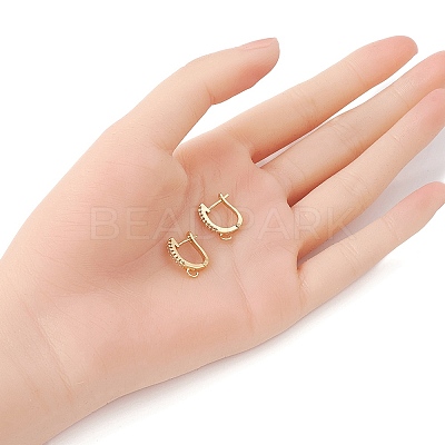 Brass Micro Pave Clear Cubic Zirconia Hoop Earring Findings ZIRC-YW0001-08G-1