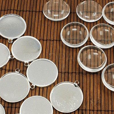 25mm Transparent Clear Domed Glass Cabochon Cover for Brass Photo Pendant Making KK-X0021-NF-1
