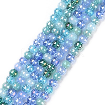 Transperant Electroplate Glass Beads Strands X-GLAA-P056-4mm-B03-1
