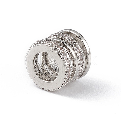 Rack Plating Brass Micro Pave Clear Cubic Zirconia Beads KK-C019-27P-1