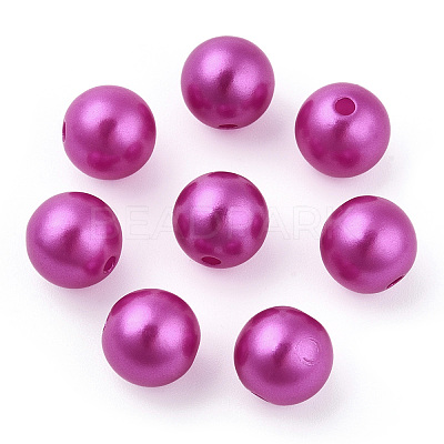 Spray Painted ABS Plastic Imitation Pearl Beads OACR-T015-05C-14-1