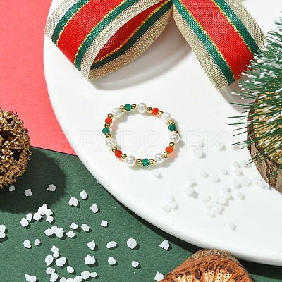 Christmas Theme Glass Rings RJEW-TA00122-1