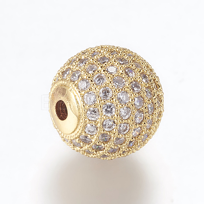Brass Micro Pave Cubic Zirconia Beads ZIRC-E134-12mm-04G-1