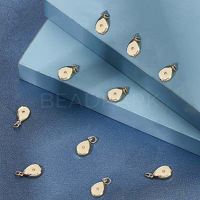 12Pcs Brass Micro Pave Clear Cubic Zirconia Pendants ZIRC-BBC0003-70-1