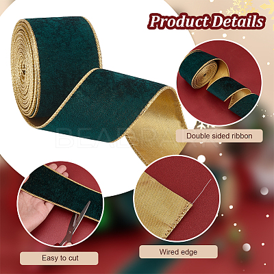 10 Yards Single Face Velvet Wired Ribbons SRIB-WH0011-153A-1