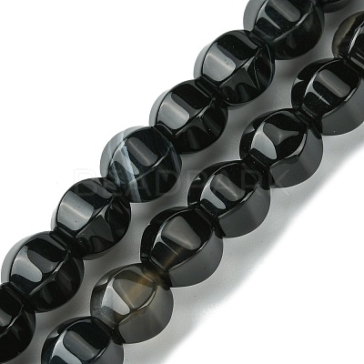 Dyed & Heated Natural Black Agate Beads Strands G-H023-A03-01-1