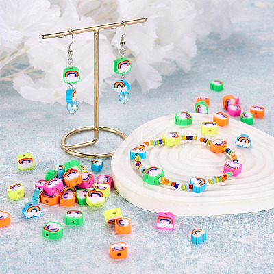 100Pcs 5 Style Handmade Polymer Clay Beads FIND-FW0001-33-1