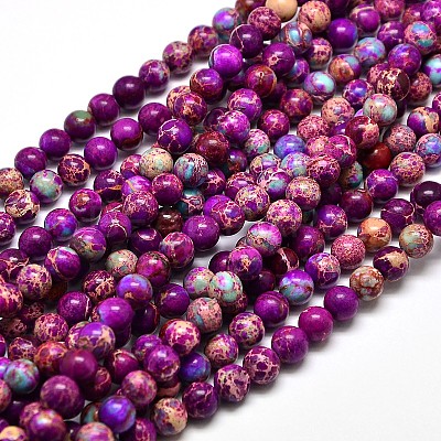 Natural Imperial Jasper Round Bead Strands G-I103-6mm-02-1