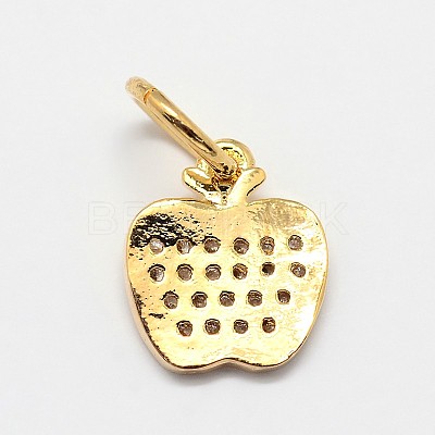 CZ Brass Micro Pave Cubic Zirconia Apple Charms ZIRC-L018-06G-1