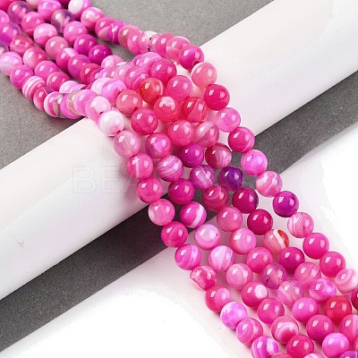 Natural Striped Agate/Banded Agate Beads Strands G-H037-A02-02-1