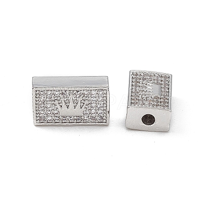 Brass Micro Pave Clear Cubic Zirconia Beads KK-E068-VB461-1