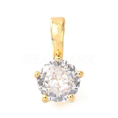 Brass Micro Pave Cubic Zirconia Charms KK-D356-05A-G-1