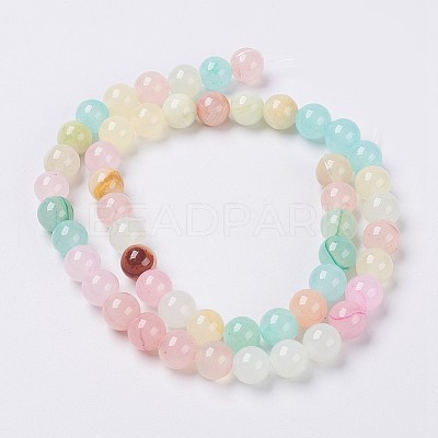 Natural Colorful Green Jade Beads Strands X-G-G757-01-6mm-1