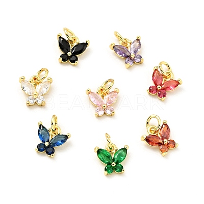 Rack Plating Brass Inlaid Cubic Zirconia Charms KK-G394-03G-1