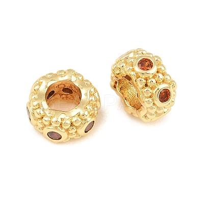 Brass Micro Pave Orange Cubic Zirconia European Beads CU-CBAB99C-03G-1