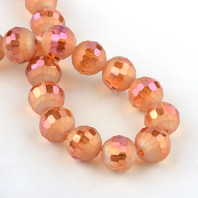 Faceted Round Electroplate Glass Bead Strands EGLA-S130-10mm-M-1