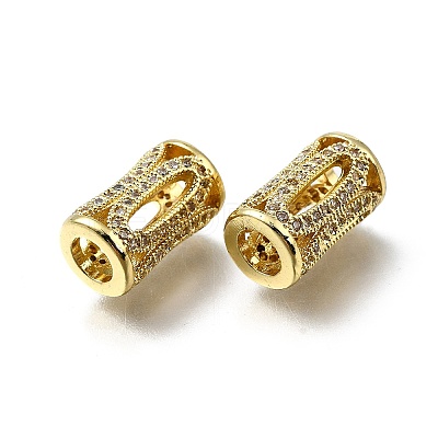 Brass Micro Pave Clear Cubic Zirconia European Beads ZIRC-I070-015G-1